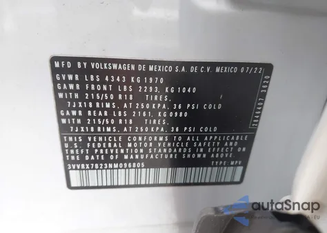 2022 Volkswagen Taos 1.5T Se from USA, damaged, VIN 3VVRX7B23NM096805